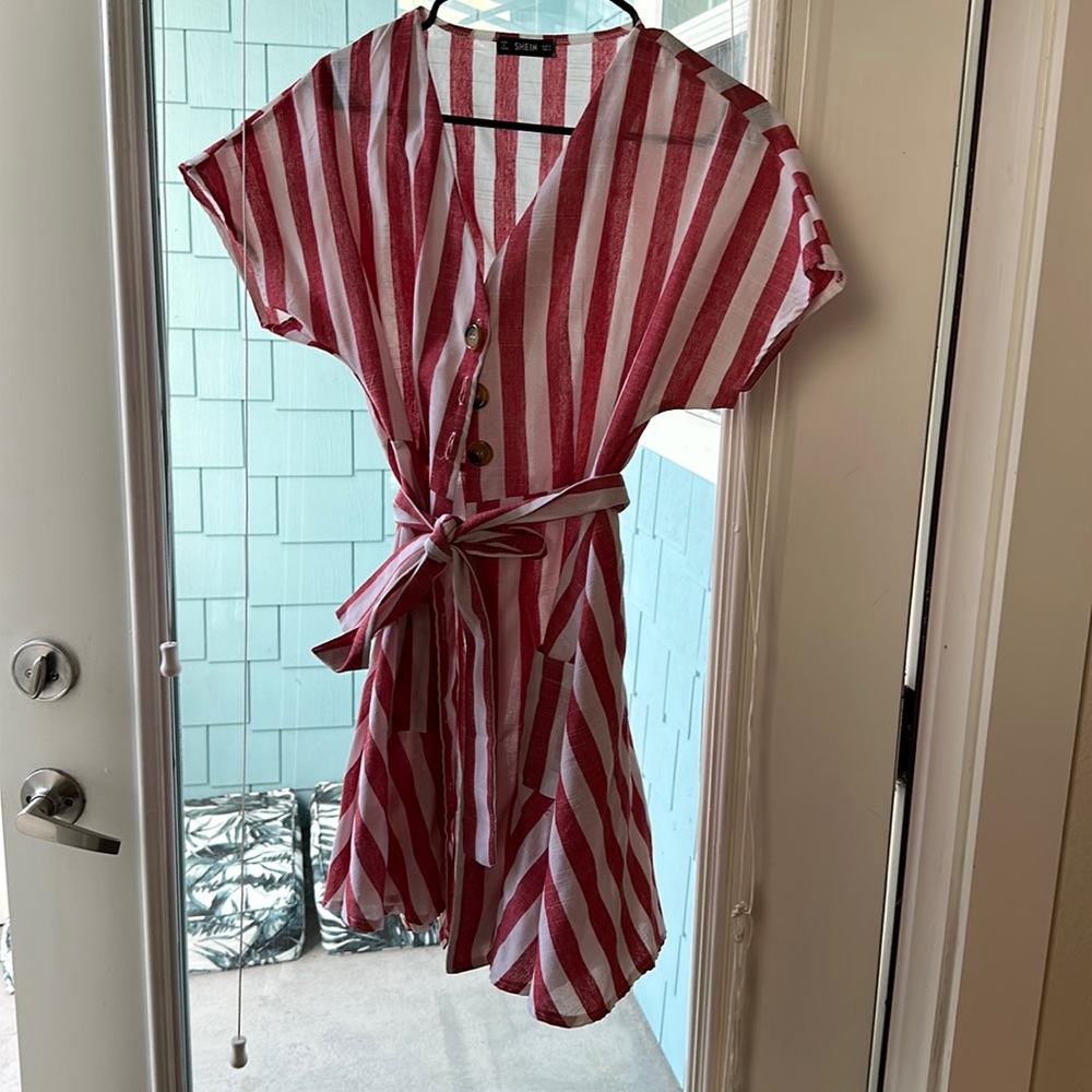 Shein Button Down Tie Dress
